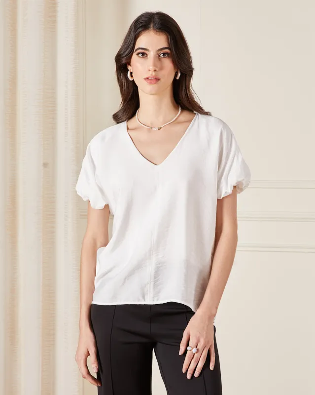 Women White Plain Blouse sold by Redtag