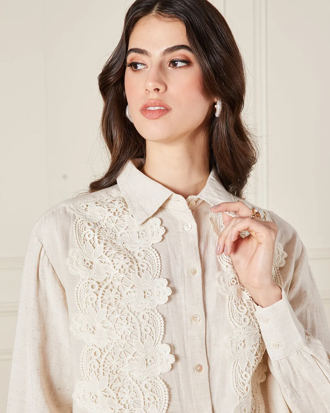 Women Cream Embellished Detailed Shirt sold by Redtag product image thumbnail 4