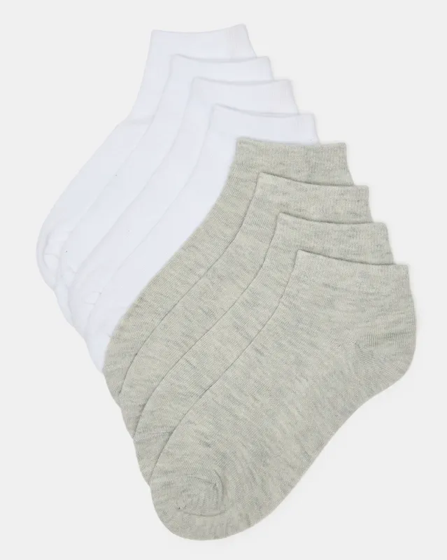 Women White And Grey Ankle Box Socks (8 Pairs) sold by Redtag
