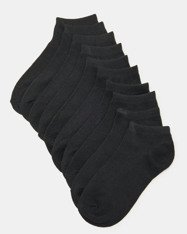 Women Black Ankle Box Socks (10 Pairs) sold by Redtag