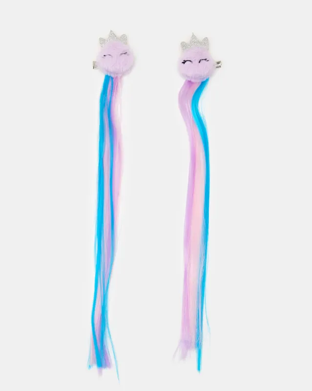 Girls Assorted Hair Clip Faux Hair Set (Pack of 2) sold by Redtag