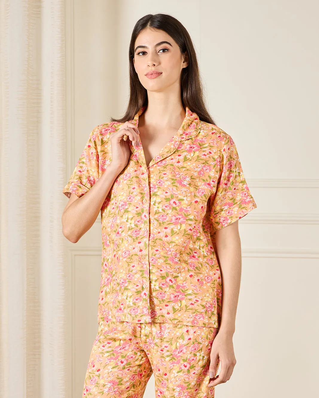 Women Orange Collared Pyjama Set (2 Piece) sold by Redtag product image thumbnail 2