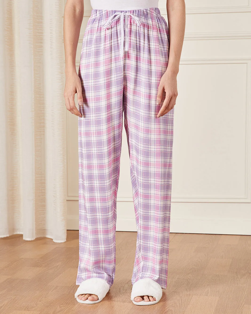 Women Pink And Purple Checkered Pajama Bottoms sold by Redtag