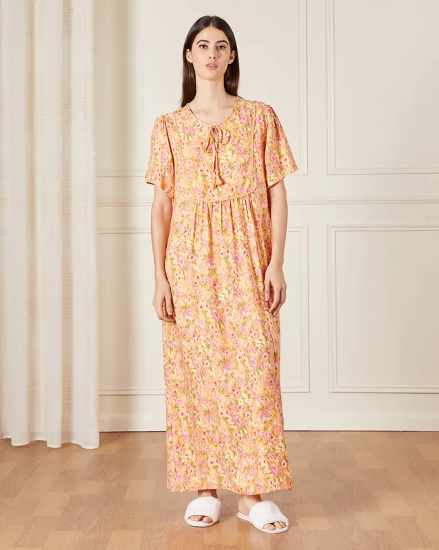 Women Orange Printed Nightgown sold by Redtag