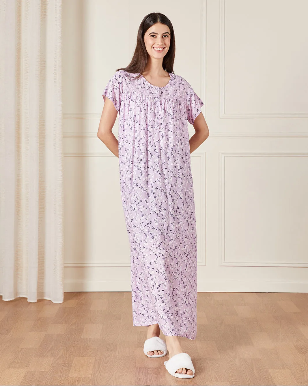 Women Purple Printed Nightgown sold by Redtag product image thumbnail 4