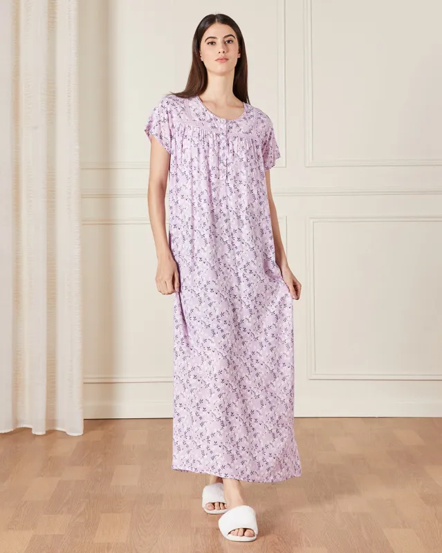 Women Purple Printed Nightgown sold by Redtag