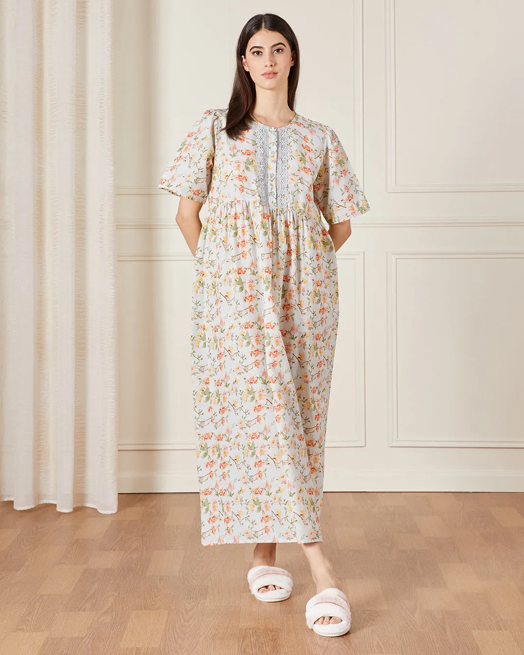 Women Orange Printed Nightgown sold by Redtag