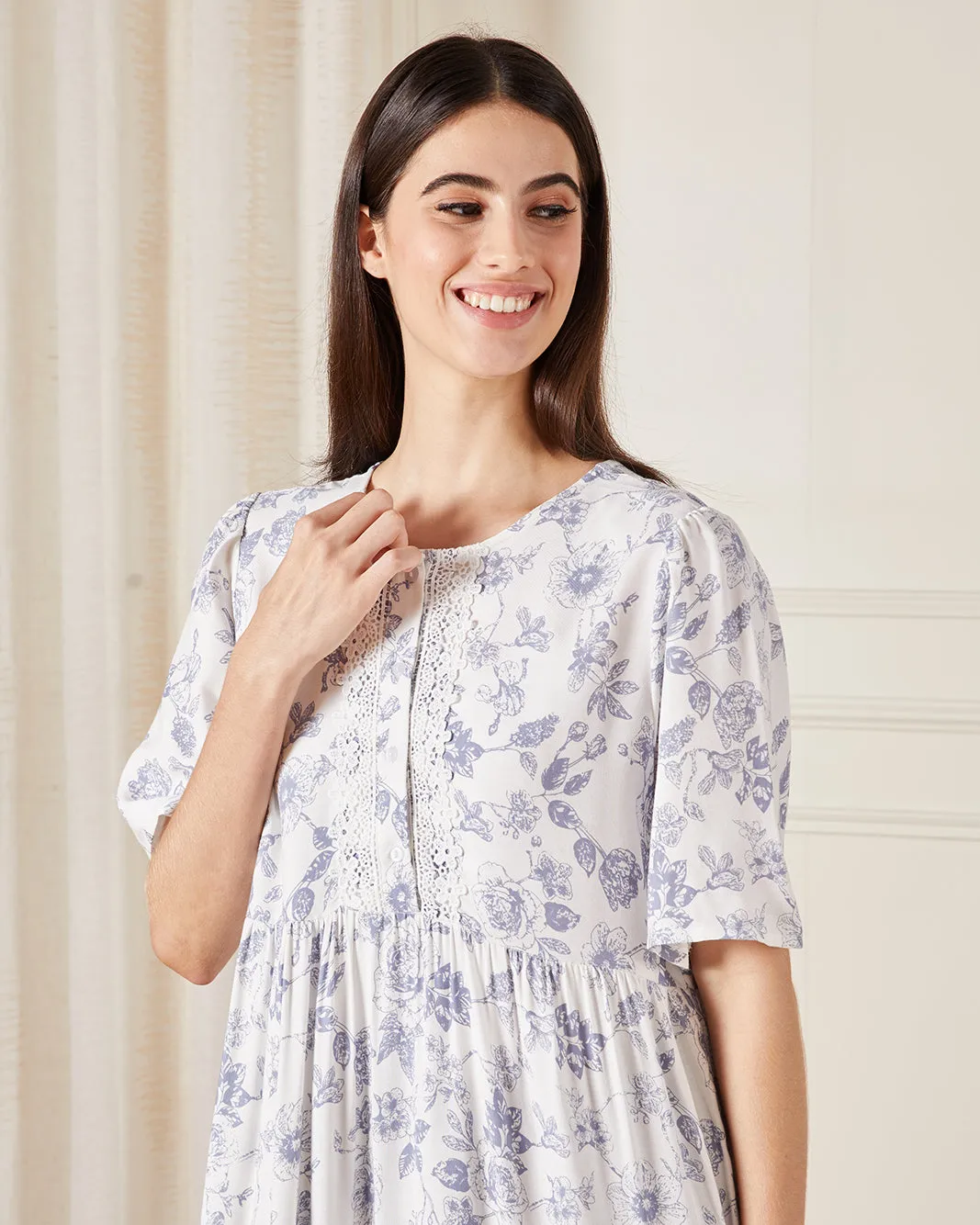 Women White Printed Nightgown sold by Redtag product image thumbnail 2