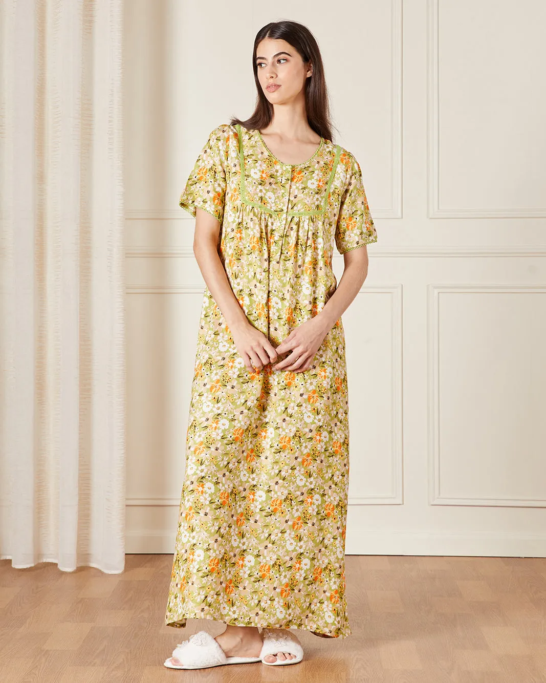 Women Yellow Printed Nightgown sold by Redtag product image thumbnail 4