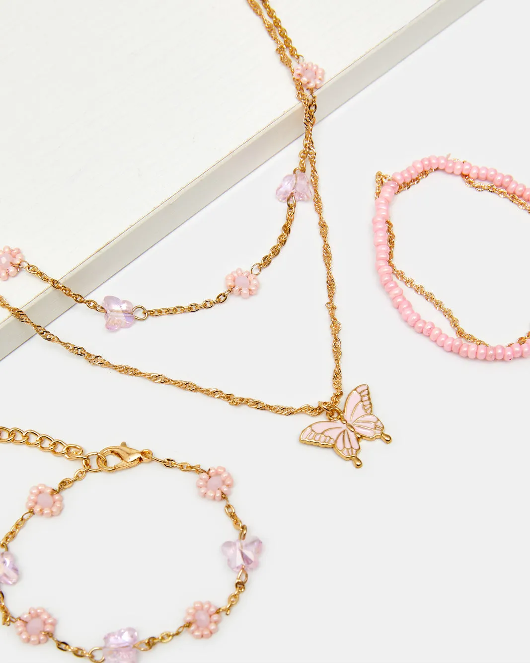 Girls Gold Embellished Necklace & Bracelets (3 Piece) sold by Redtag product image thumbnail 2