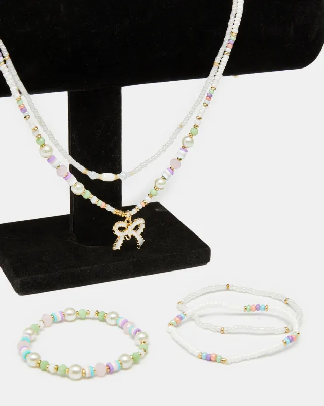 Girls Gold Embellished Necklace & Bracelets (4 Piece) sold by Redtag
