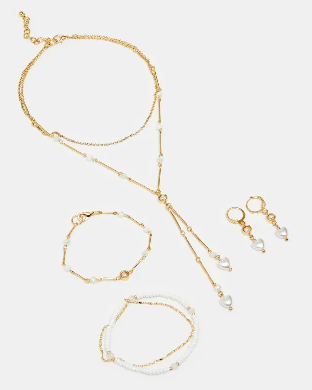 Girls Gold Embellished Necklace & Bracelets & Earring (4 Piece) sold by Redtag
