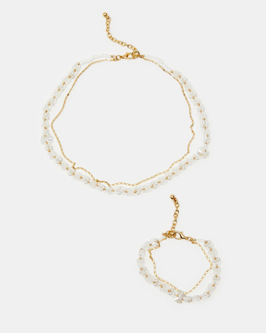 Girls Gold Embellished Necklace And Bracelet (2 Piece) sold by Redtag product image thumbnail 2