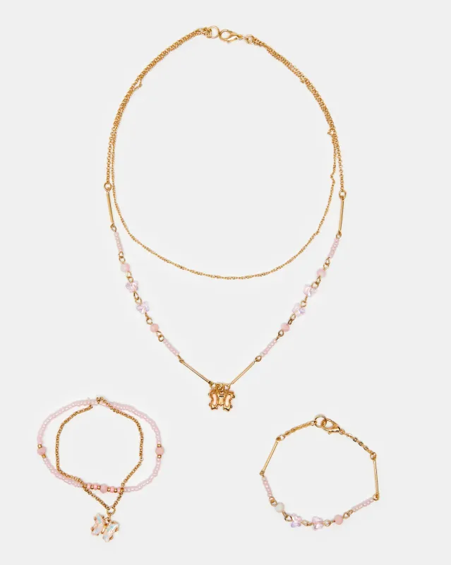Girls Gold Embellished Necklace & Bracelets sold by Redtag