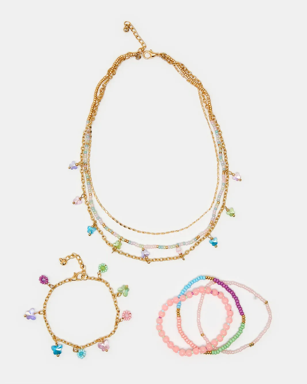 Girls Gold Embellished Necklace And Bracelet (3 Piece) sold by Redtag product image thumbnail 2