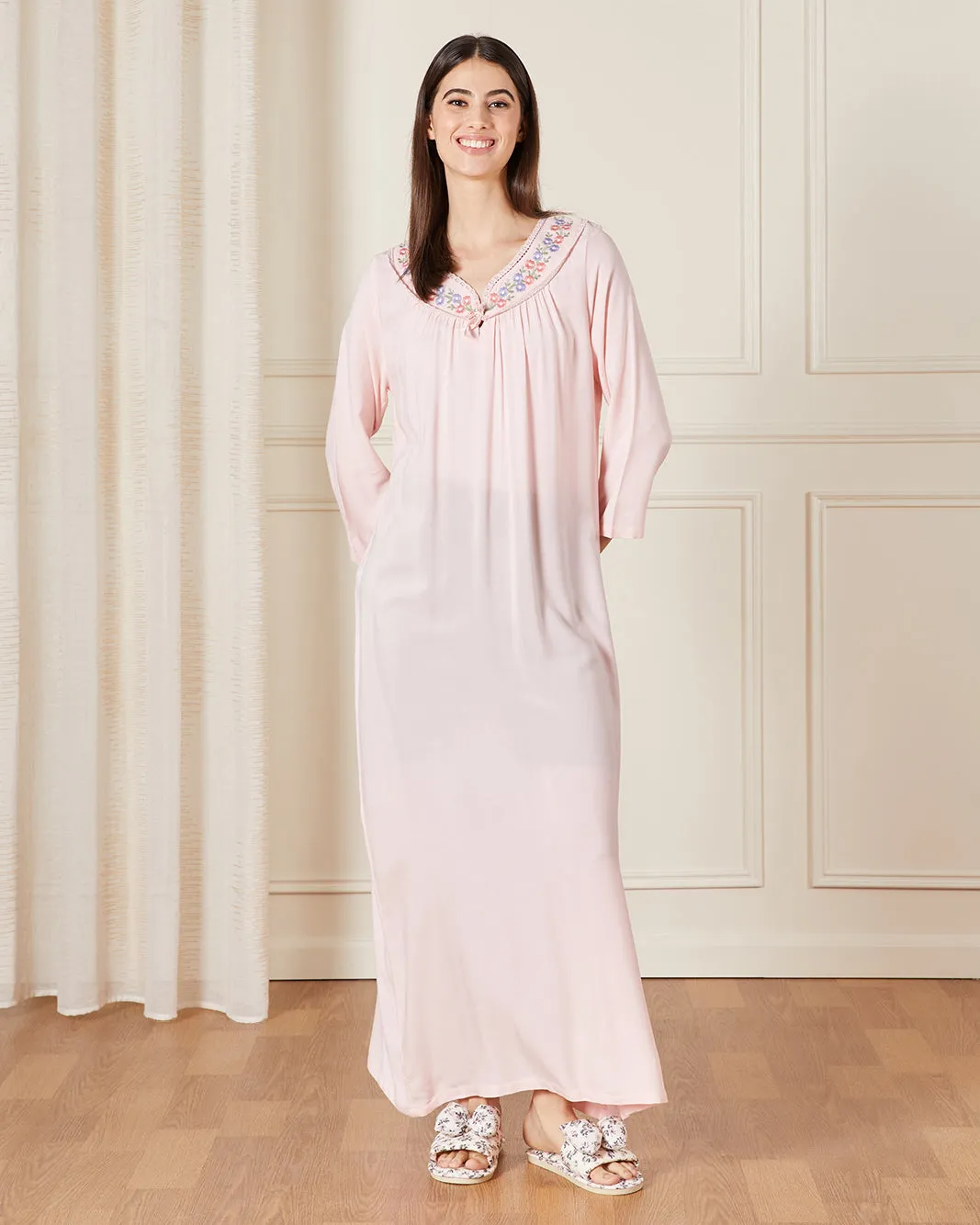 Women Pink Embordered Nightgown sold by Redtag product image thumbnail 4