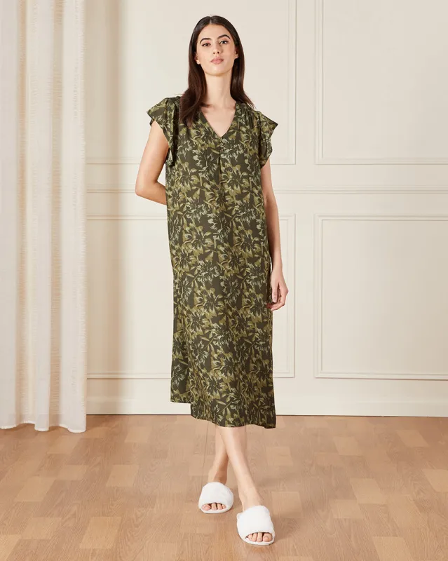 Women Green Printed Nightgown sold by Redtag