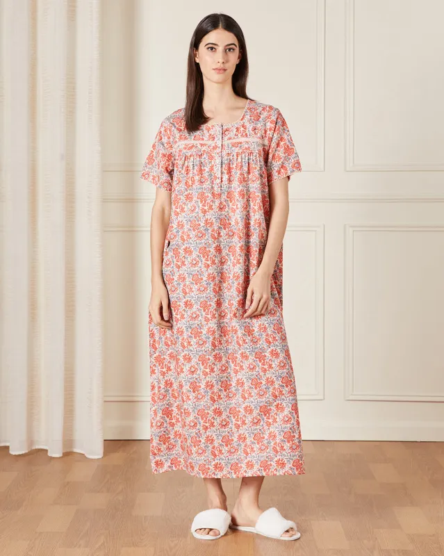 Women Red Printed Nightgown sold by Redtag