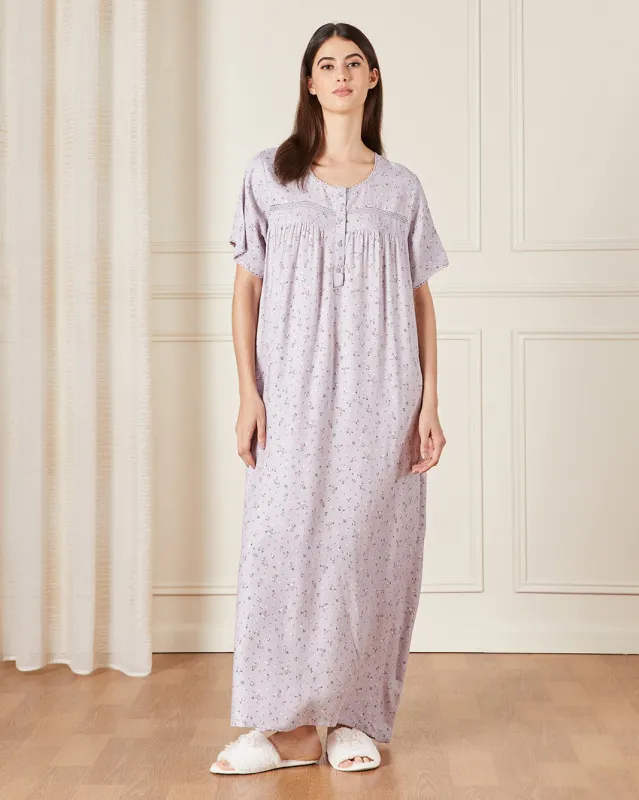 Women Purple Printed Nightgown sold by Redtag