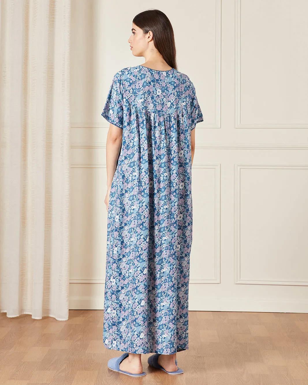 Women Blue Printed Nightgown sold by Redtag product image thumbnail 3