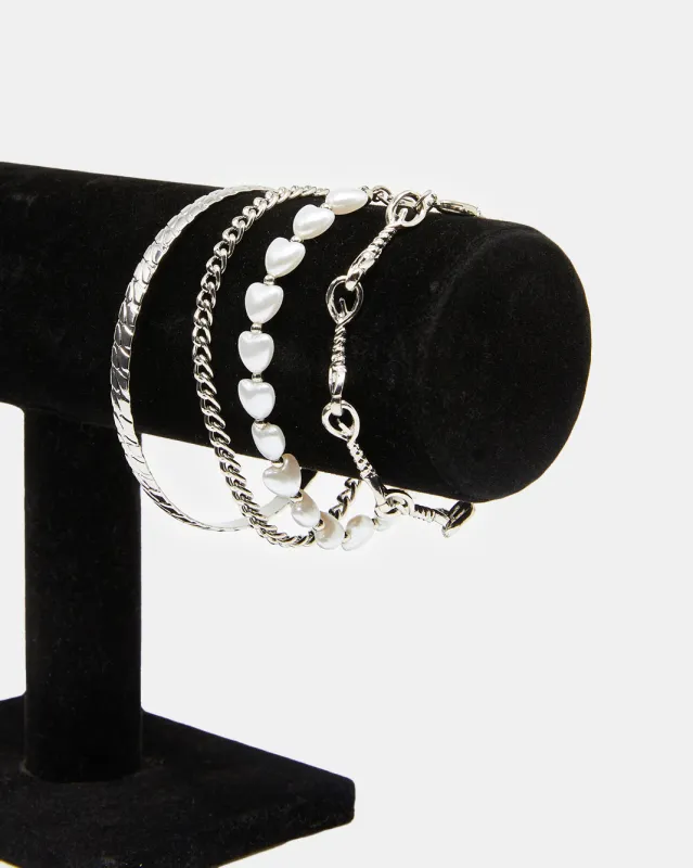 Women Silver Embellished Bracelet Set (Pack of 4) sold by Redtag