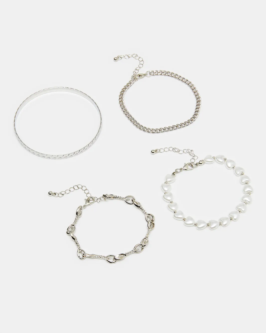 Women Silver Embellished Bracelet Set (Pack of 4) sold by Redtag product image thumbnail 3