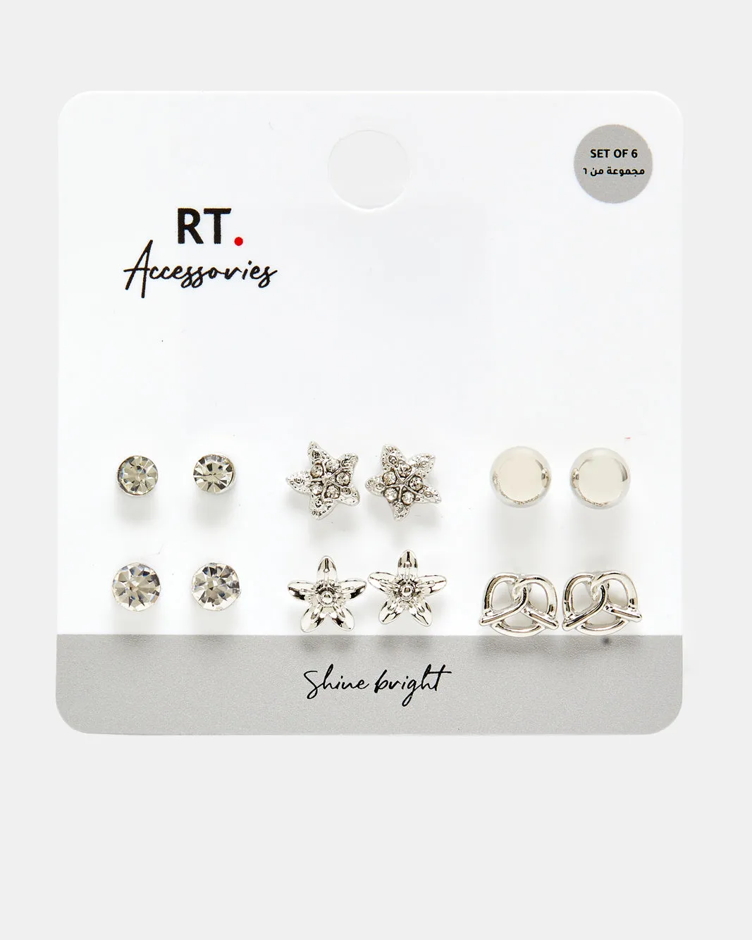 Women Silver Embellished Earrings (6 Pairs) sold by Redtag