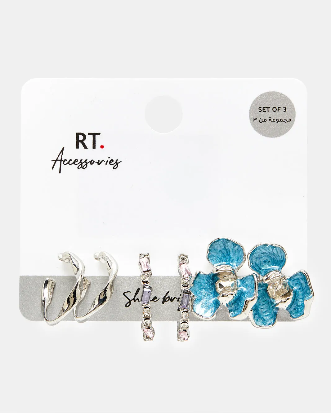 Women Silver Embellished Earrings (3 Pairs) sold by Redtag