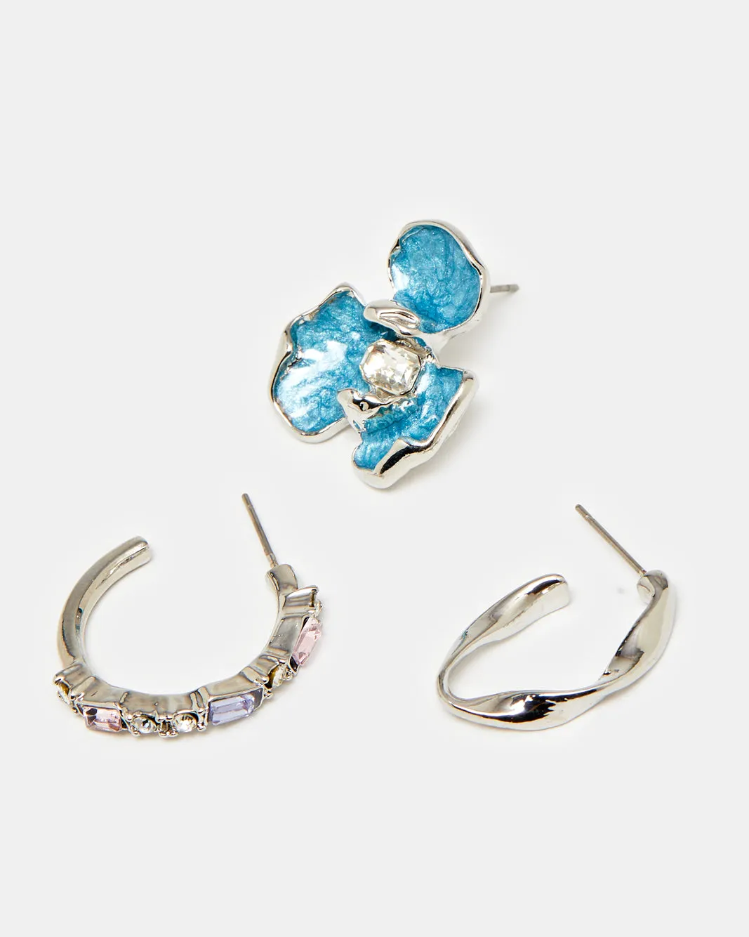 Women Silver Embellished Earrings (3 Pairs) sold by Redtag product image thumbnail 2