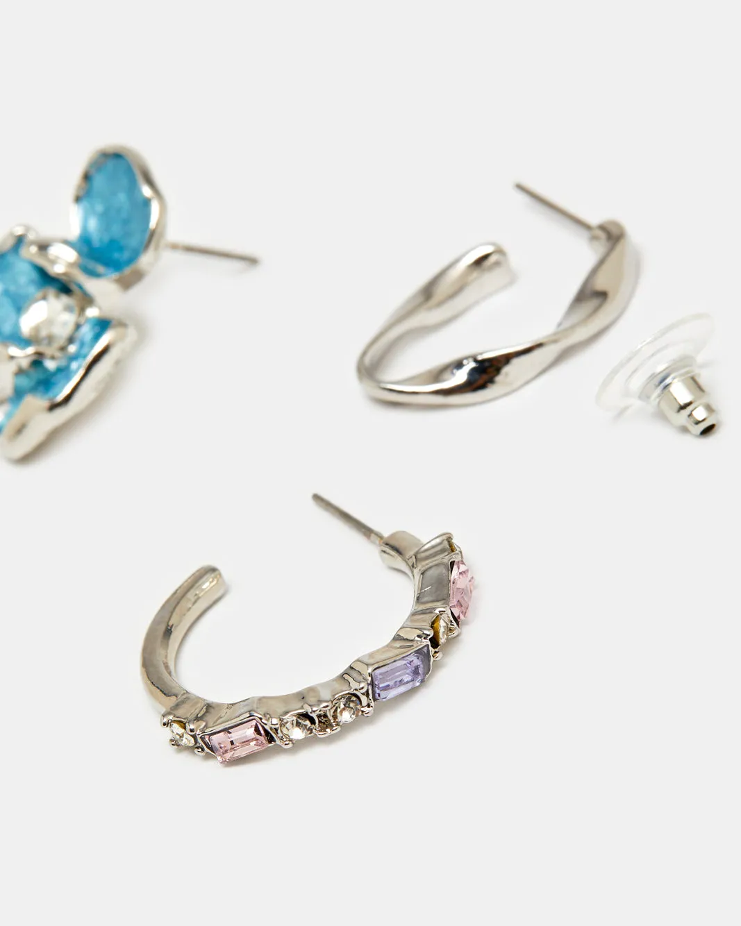 Women Silver Embellished Earrings (3 Pairs) sold by Redtag product image thumbnail 3