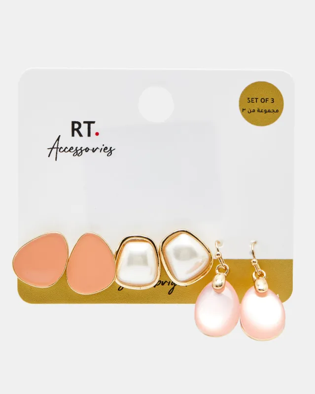 Women Assorted Embellished Earrings (3 Pairs) sold by Redtag