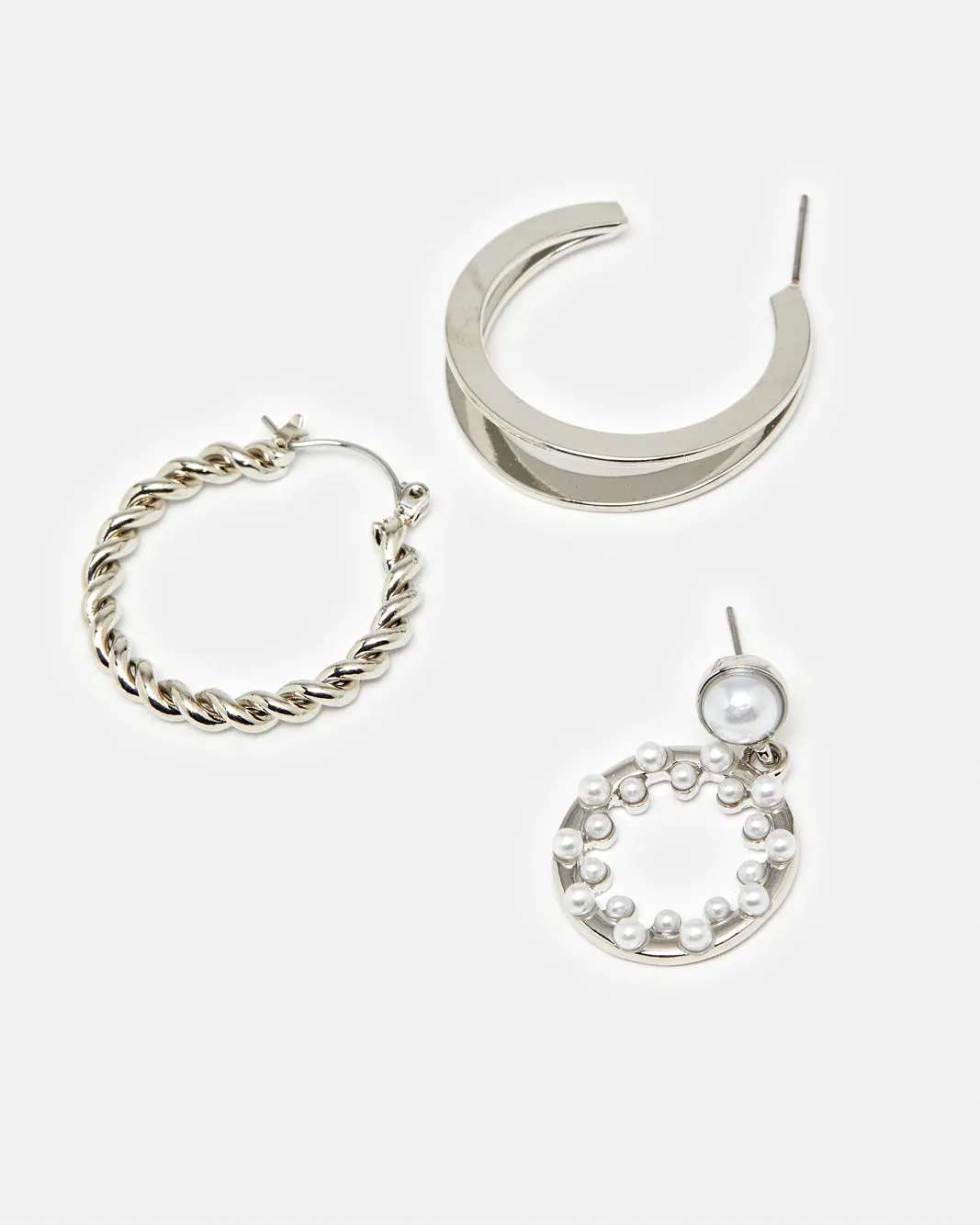 Women Silver Embellished Earring Set (3 Pairs) sold by Redtag product image thumbnail 2