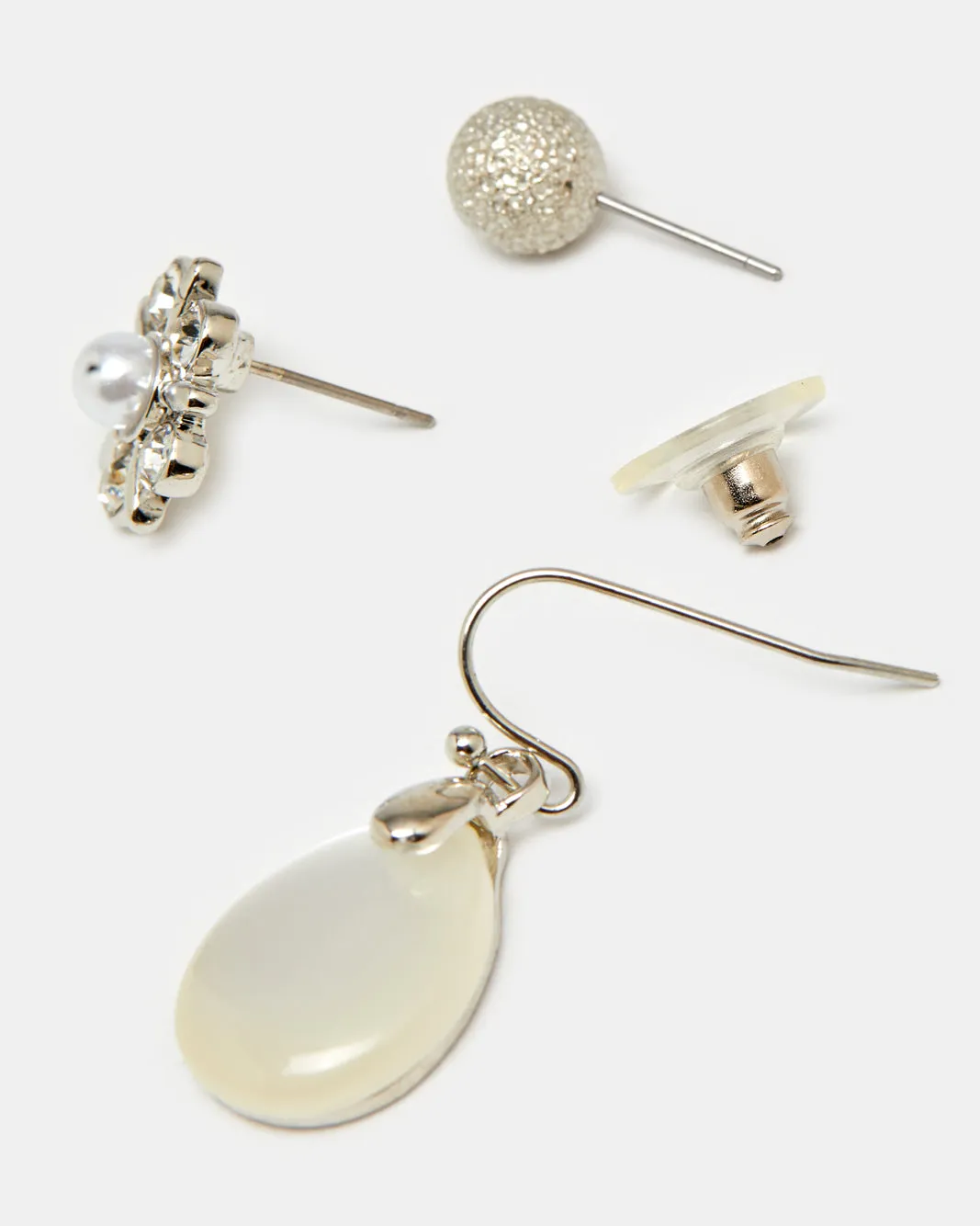 Women Silver Embellished Earring Set (3 Pairs) sold by Redtag product image thumbnail 3