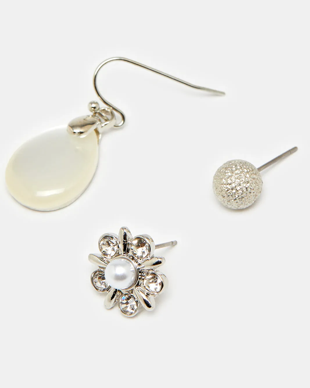 Women Silver Embellished Earring Set (3 Pairs) sold by Redtag product image thumbnail 2