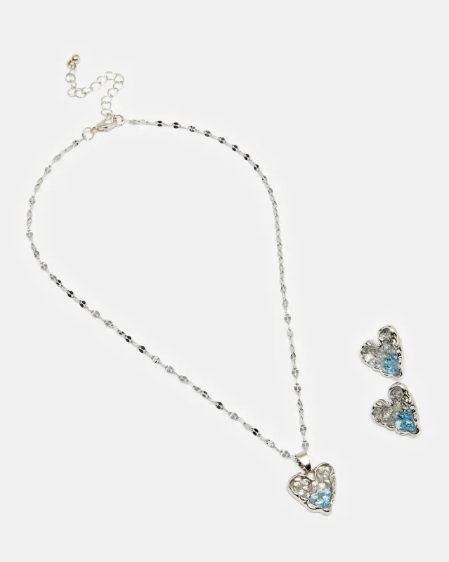 Women Silver Embellished Earrings and Necklace (Pack of 2) sold by Redtag