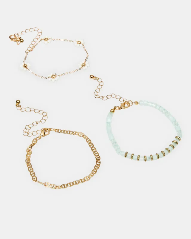 Women Gold Embellished Bracelet Set (Pack of 3) sold by Redtag