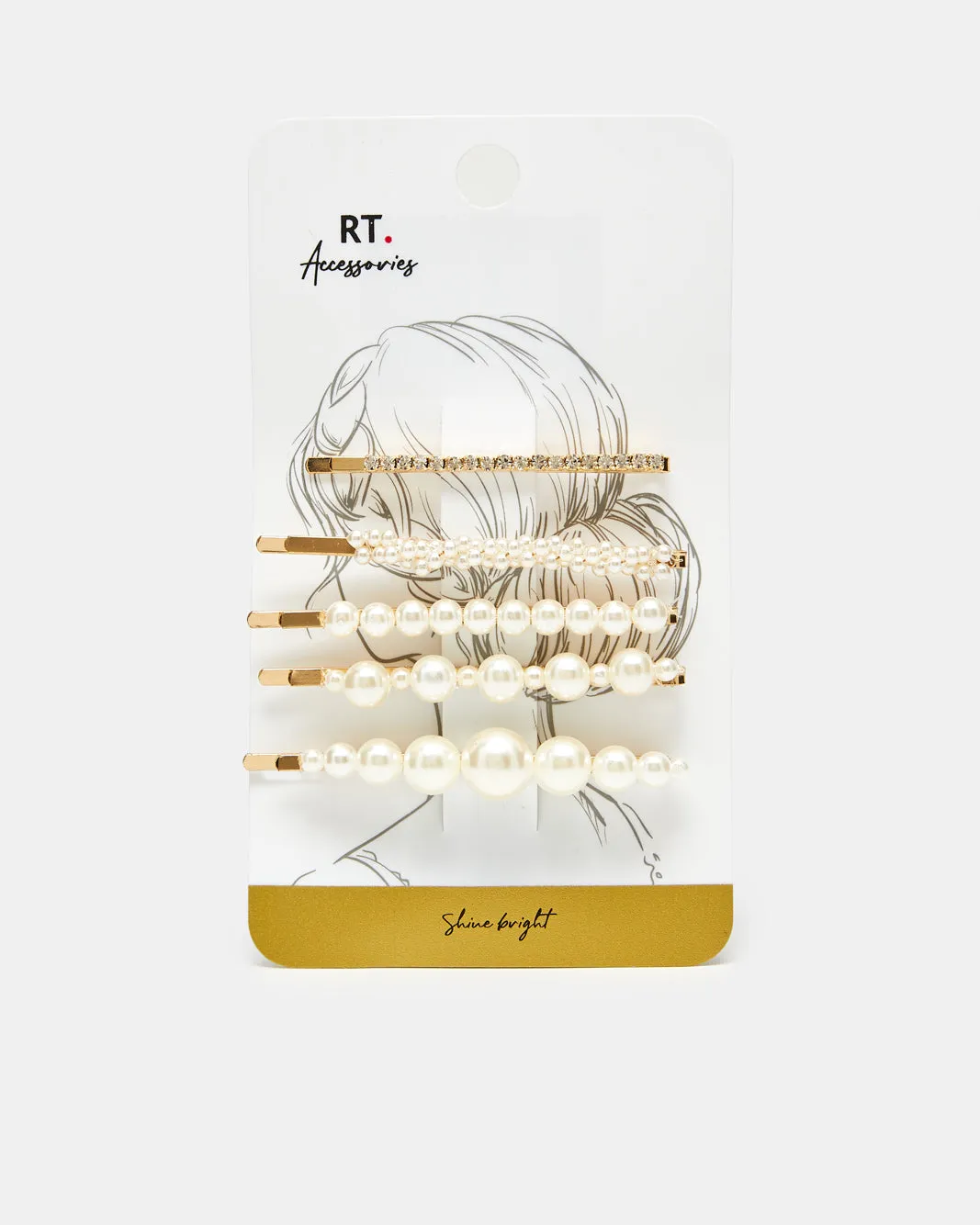 Women White Pearl Hair Clip Set (Pack of 5) sold by Redtag product image thumbnail 4