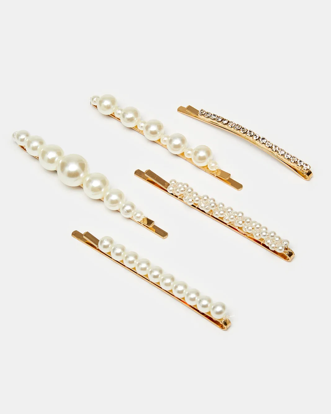 Women White Pearl Hair Clip Set (Pack of 5) sold by Redtag