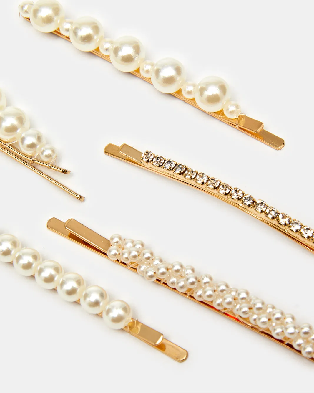 Women White Pearl Hair Clip Set (Pack of 5) sold by Redtag product image thumbnail 3