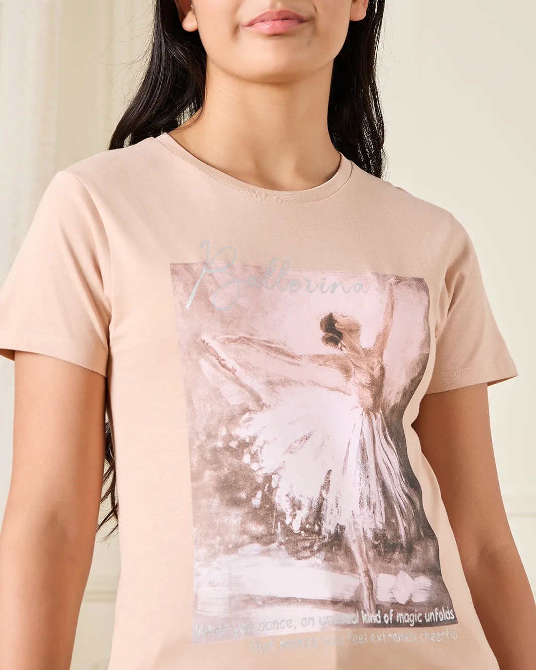 Senior Girls Beige Printed T-shirt sold by Redtag product image thumbnail 4