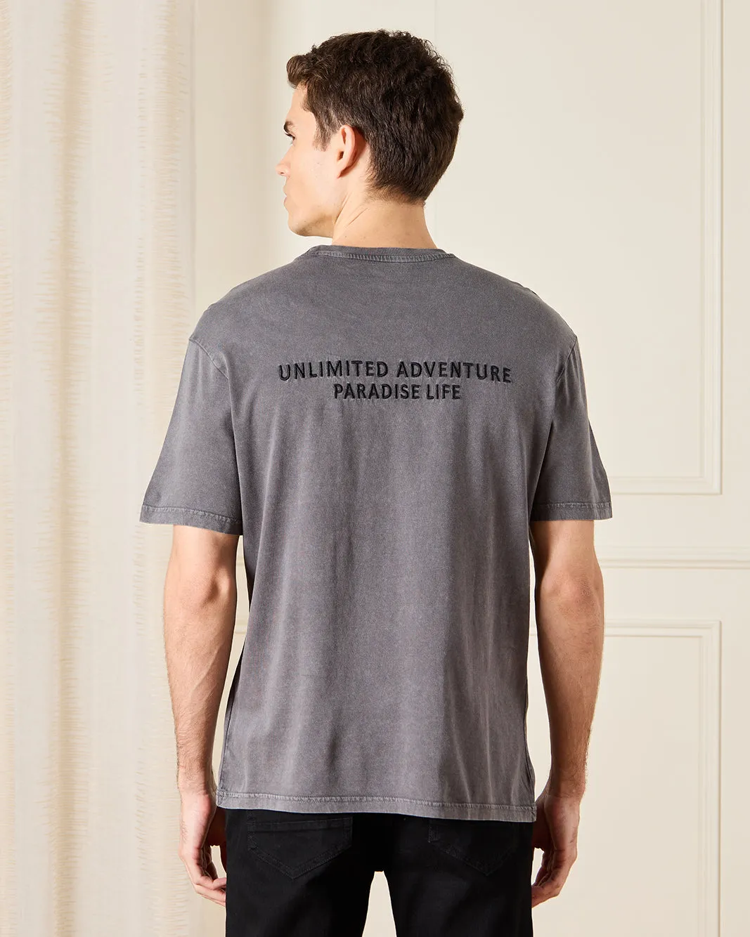 Men Grey Printed T-shirt sold by Redtag product image thumbnail 3