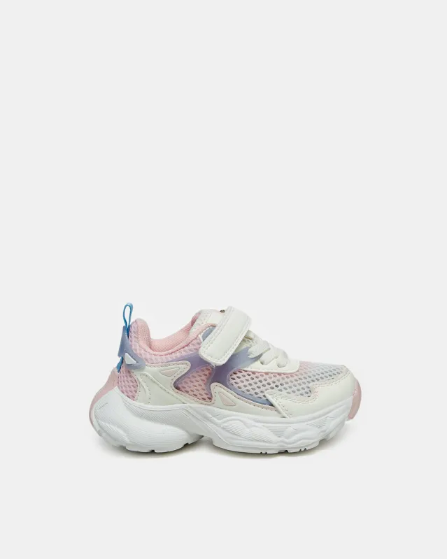 Girls White Velcro Mesh Trainer sold by Redtag