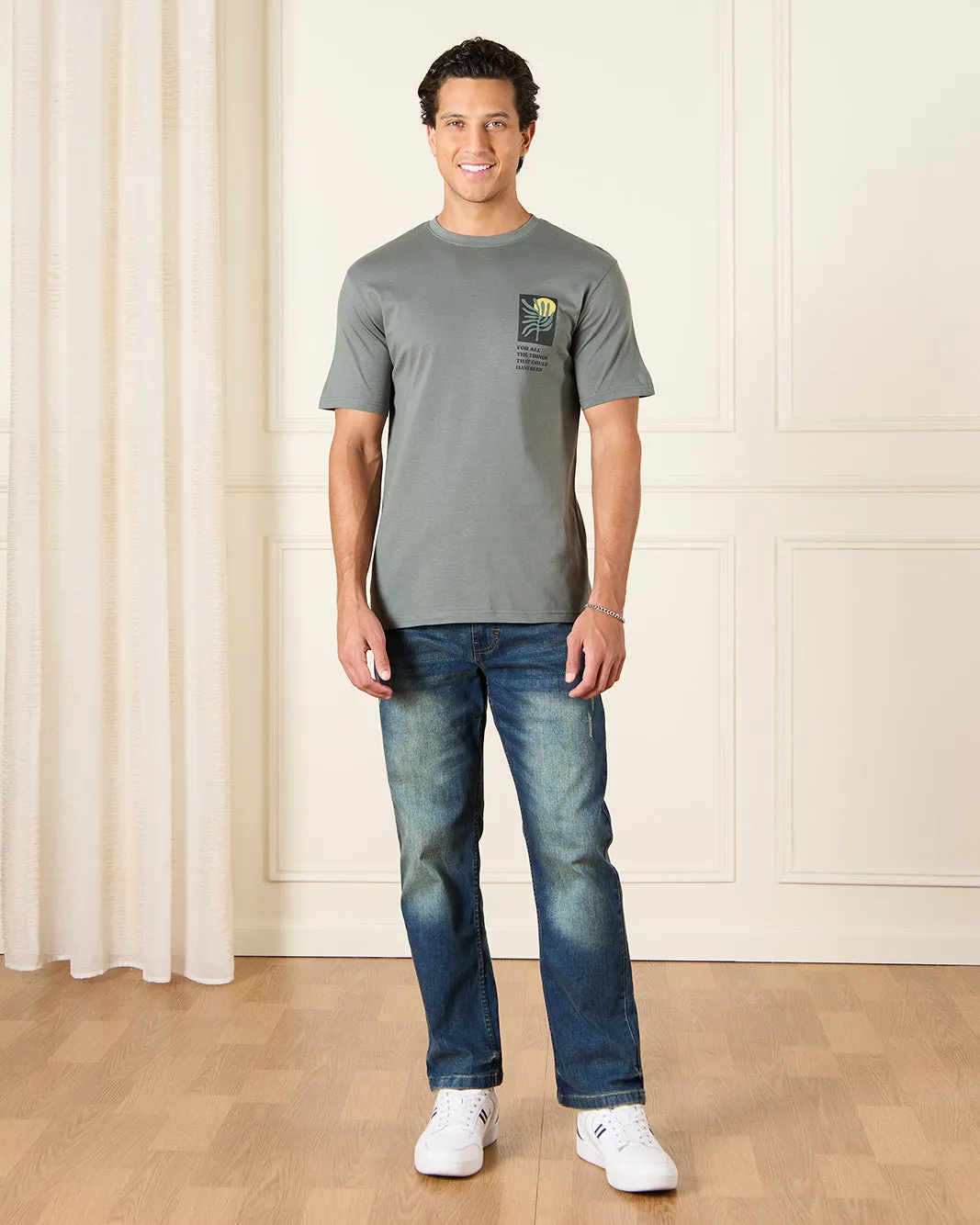Men Green Basic Graphic T-Shirt sold by Redtag product image thumbnail 2
