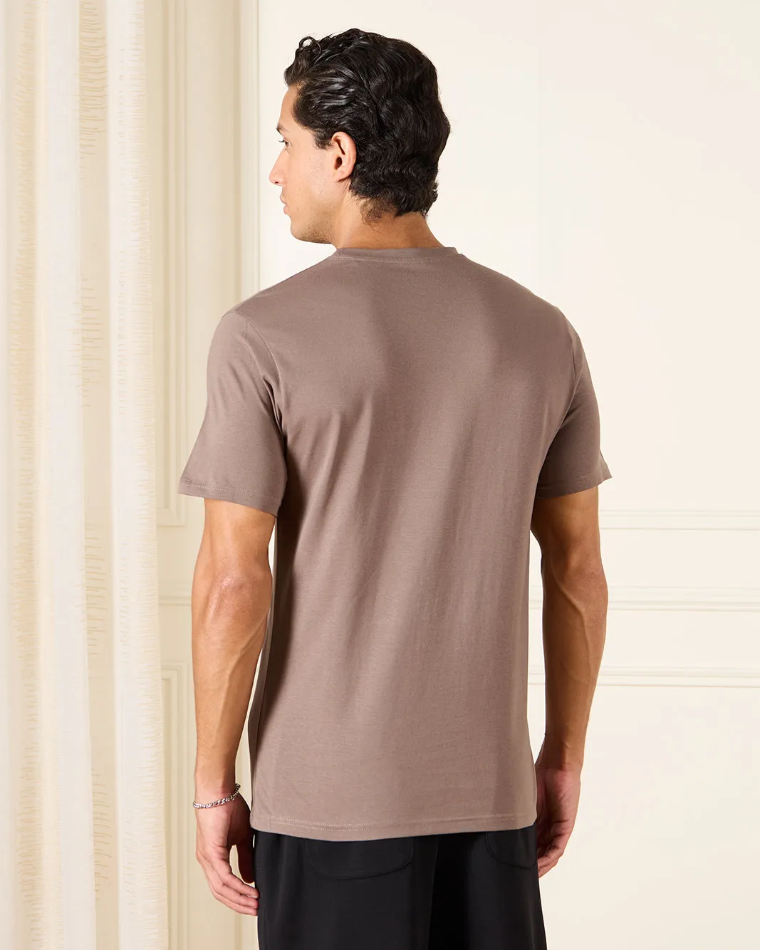 Men Brown Basic Graphic T-Shirt sold by Redtag product image thumbnail 3