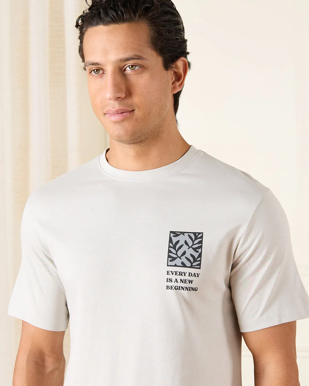 Men Grey Basic Graphic T-Shirt sold by Redtag product image thumbnail 4
