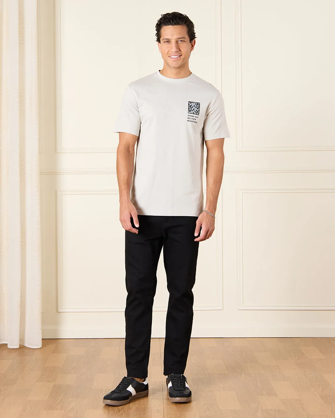 Men Grey Basic Graphic T-Shirt sold by Redtag product image thumbnail 2