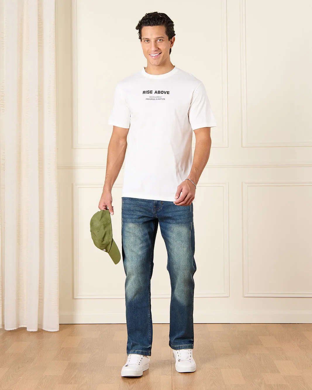 Men White Basic Graphic T-Shirt sold by Redtag product image thumbnail 2