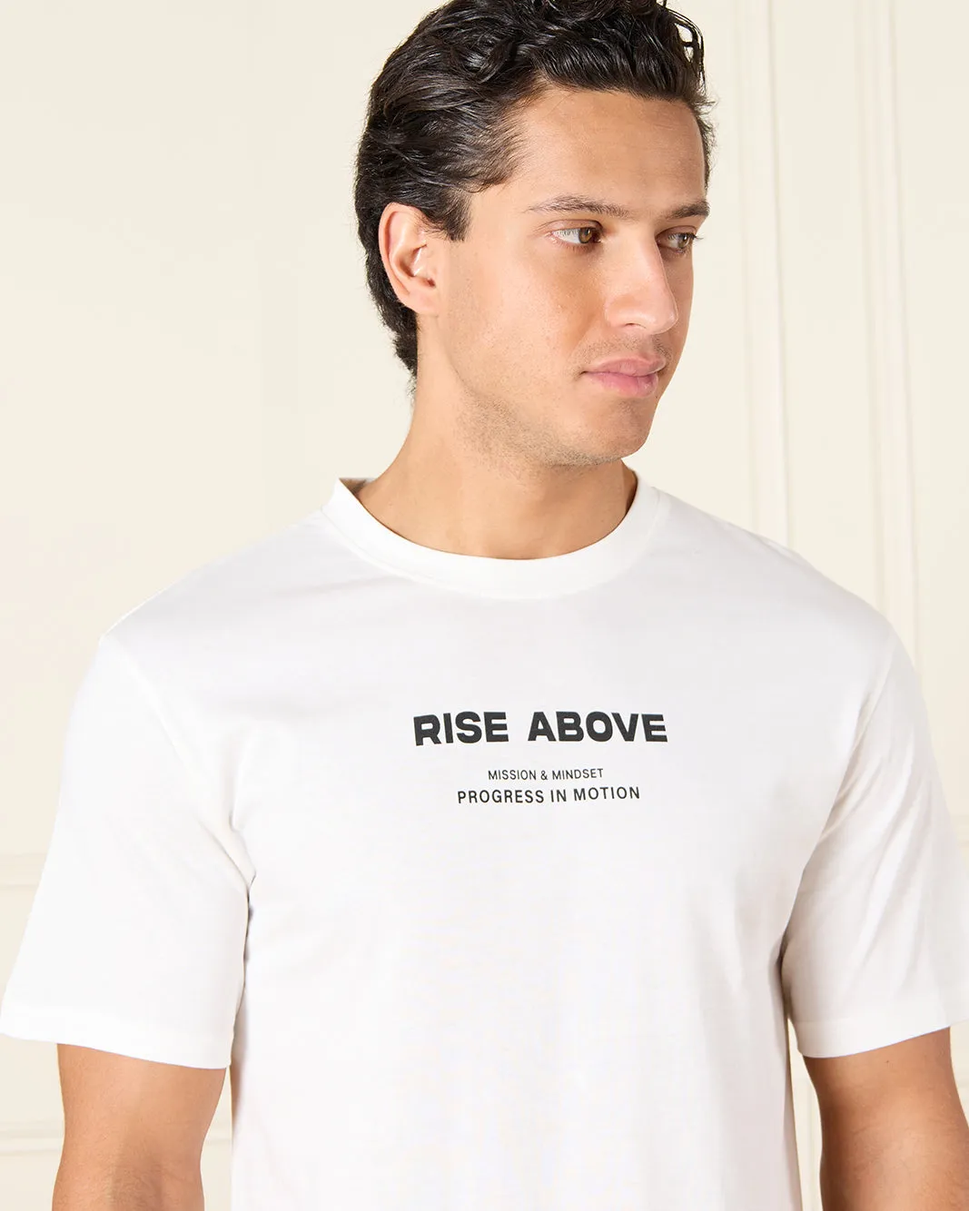 Men White Basic Graphic T-Shirt sold by Redtag product image thumbnail 4