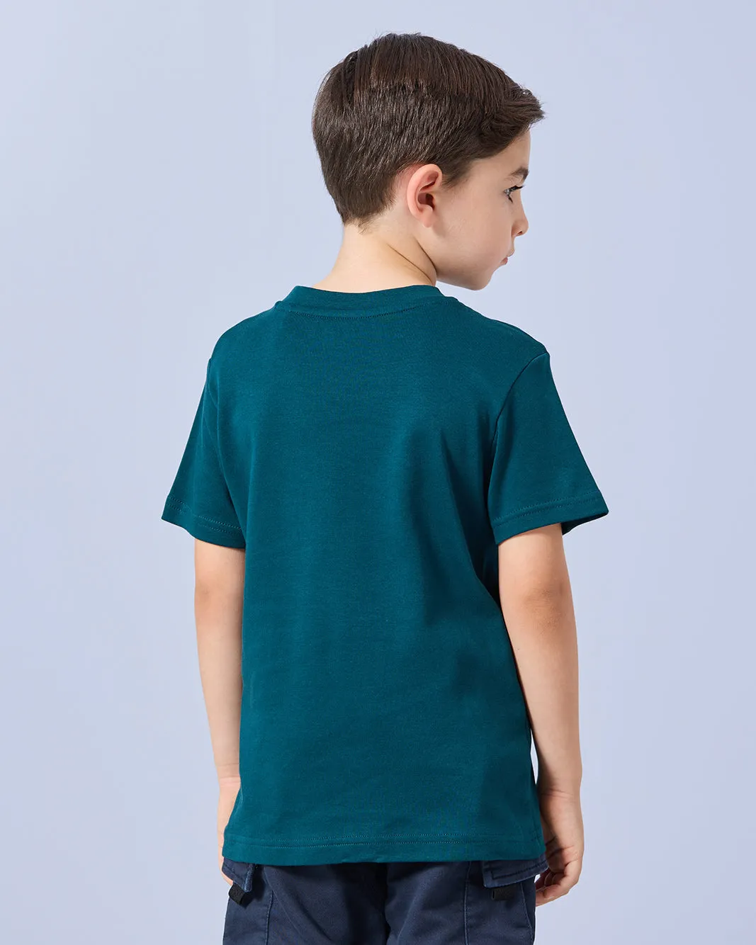 Boys Olive Jacquard T-Shirt sold by Redtag product image thumbnail 3