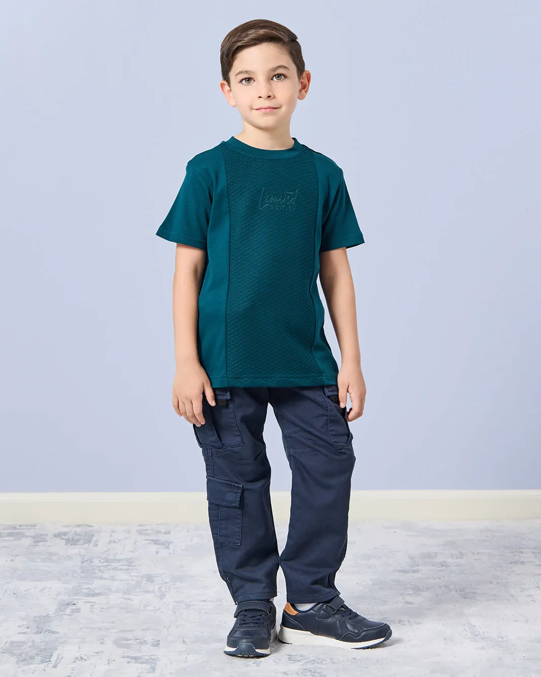 Boys Olive Jacquard T-Shirt sold by Redtag product image thumbnail 2